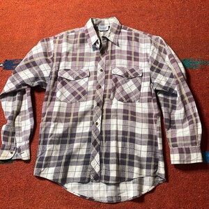 Repage Plaid Purple White Flannel Mens Sz Medium Y2K Button Up‎ Longsleeve Shirt